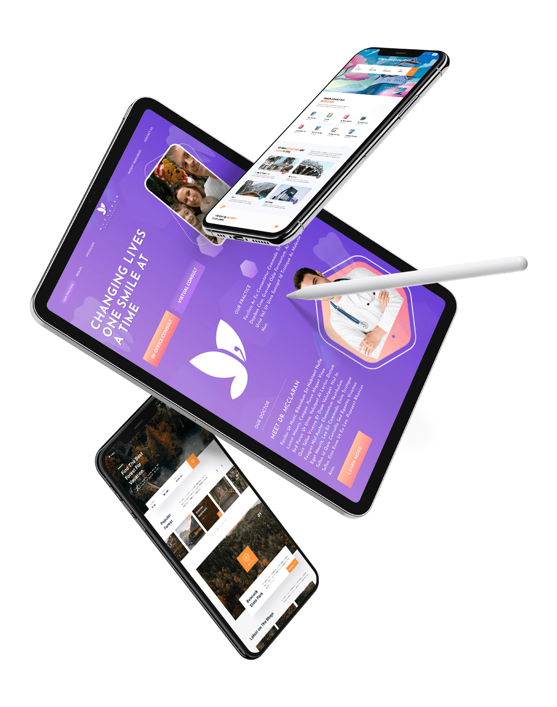 A trifold image of mobile-design